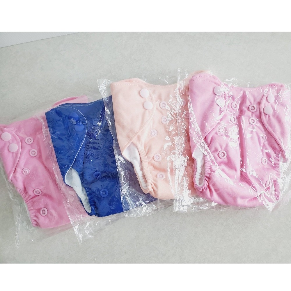 Reusable Cloth Pocket‎ Diaper Set Pink Blue Peach Adjustable One Size